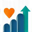 Icône de cœur et de graphique de croissance